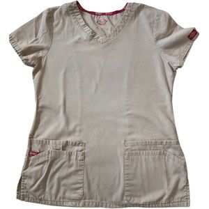 Medical V Neck Beige Scrub Top